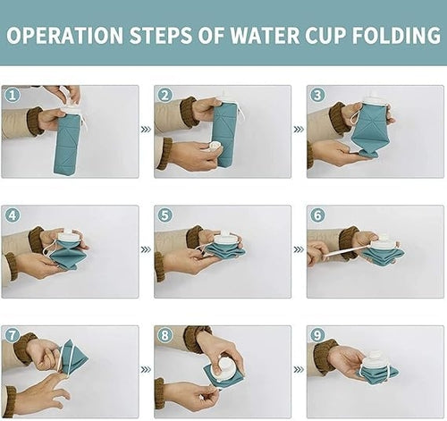 Foldable Silicone Water Bottle 610ml – Leakproof